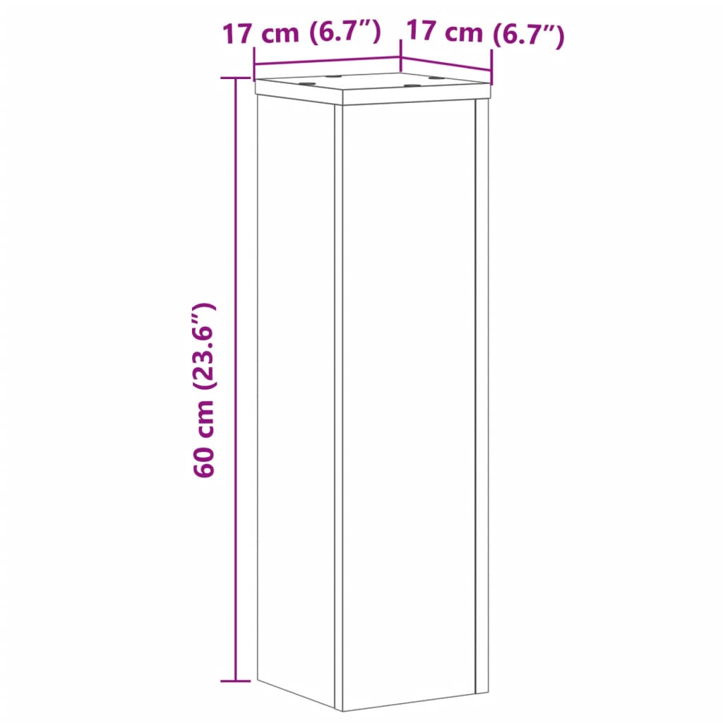 plantestativer 2 stk. 17x17x60 cm konstrueret træ grå sonoma-eg