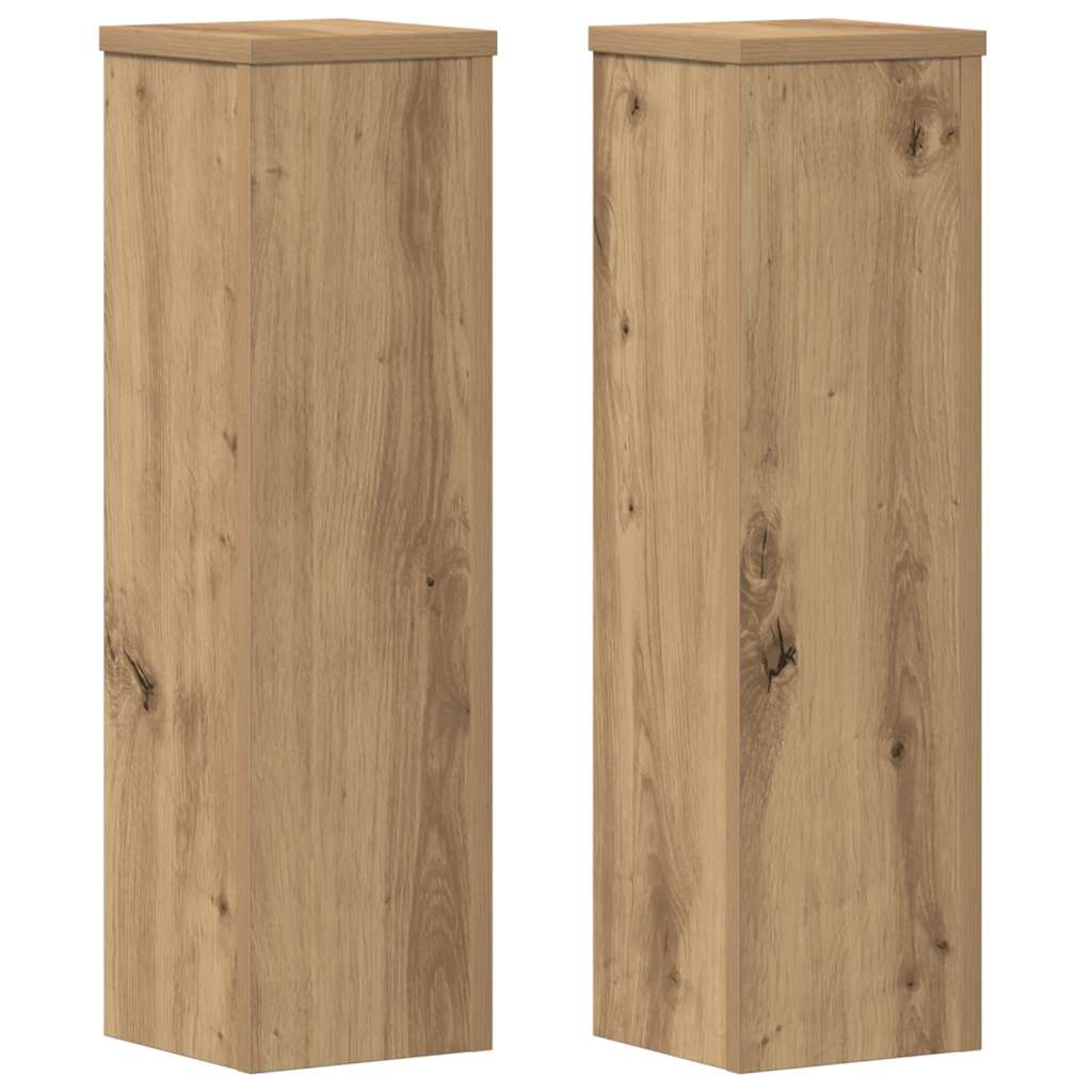 plantestativer 2 stk. 17x17x60 cm konstrueret træ egetræsfarvet