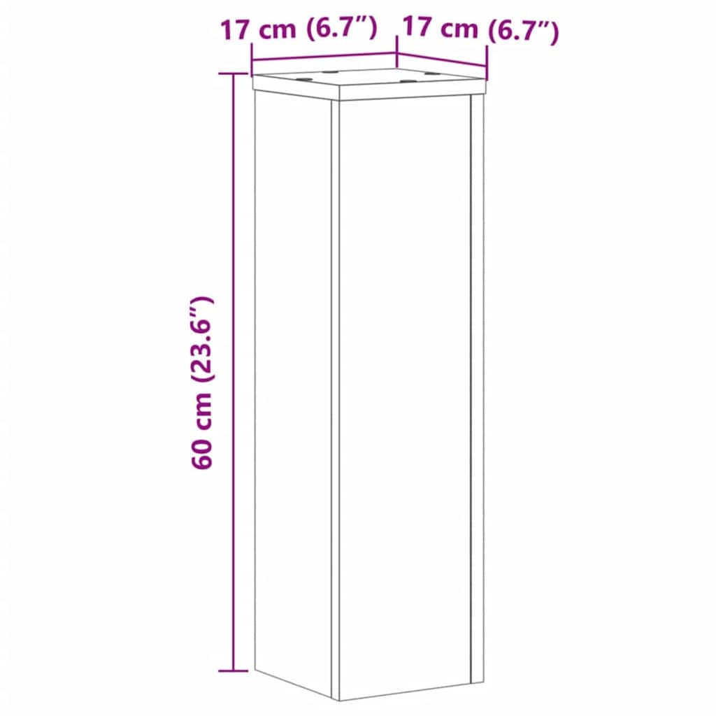 plantestativer 2 stk. 17x17x60 cm konstrueret træ egetræsfarvet