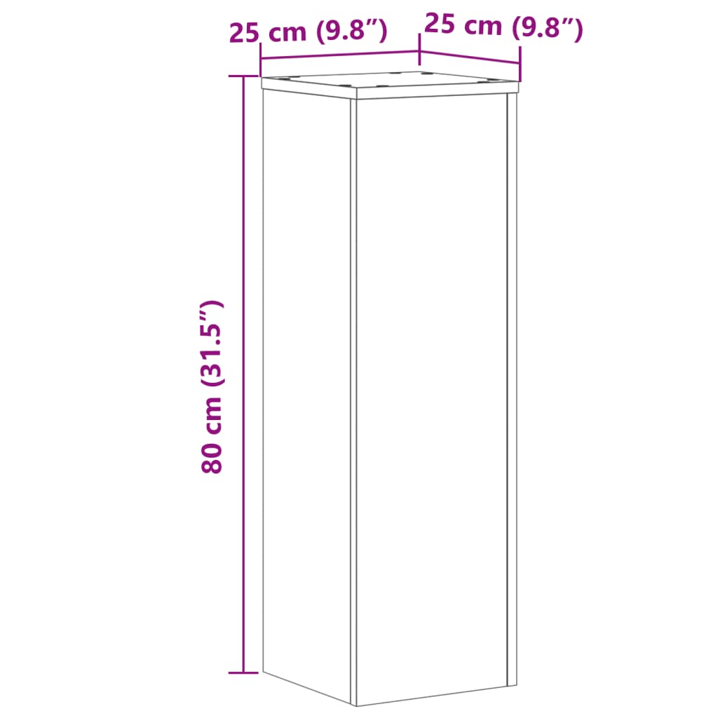plantestativer 2 stk. 25x25x80 cm konstrueret træ sonoma-eg