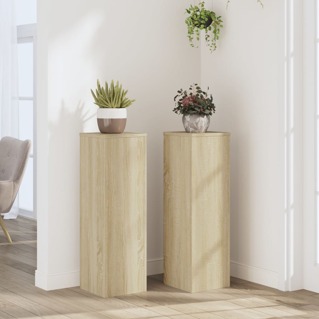 plantestativer 2 stk. 25x25x80 cm konstrueret træ sonoma-eg
