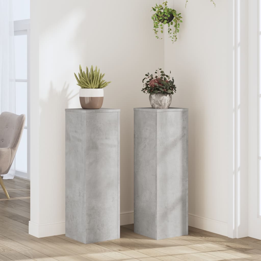 Planteholder 2 stk. Betongrå 25 x 25 x 80 cm Konstrueret træ
