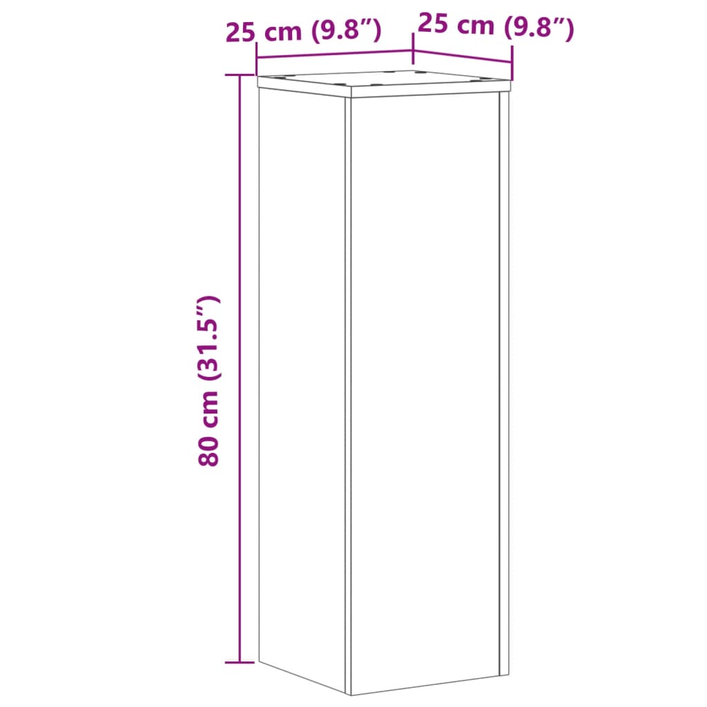 plantestativer 2 stk. 25x25x80 cm konstrueret træ røget eg