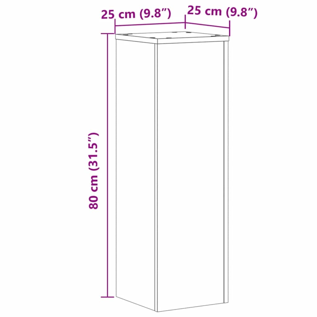 plantestativer 2 stk. 25x25x80 cm konstrueret træ egetræsfarvet