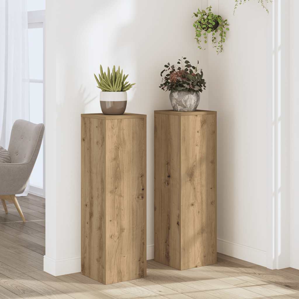 plantestativer 2 stk. 25x25x80 cm konstrueret træ egetræsfarvet