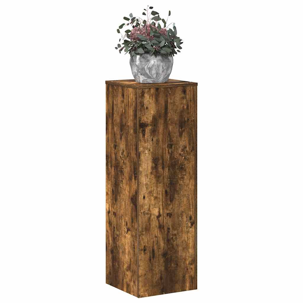 plantestativ 33x33x100 cm konstrueret træ røget egetræsfarve