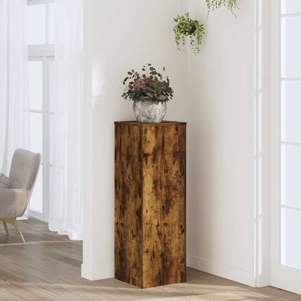 plantestativ 33x33x100 cm konstrueret træ røget egetræsfarve