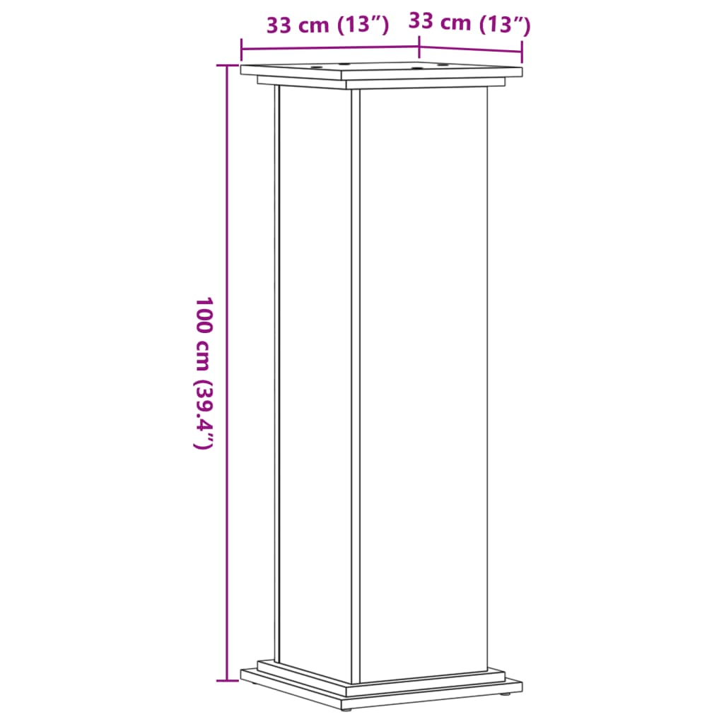 plantestativ 33x33x100 cm konstrueret træ røget egetræsfarve