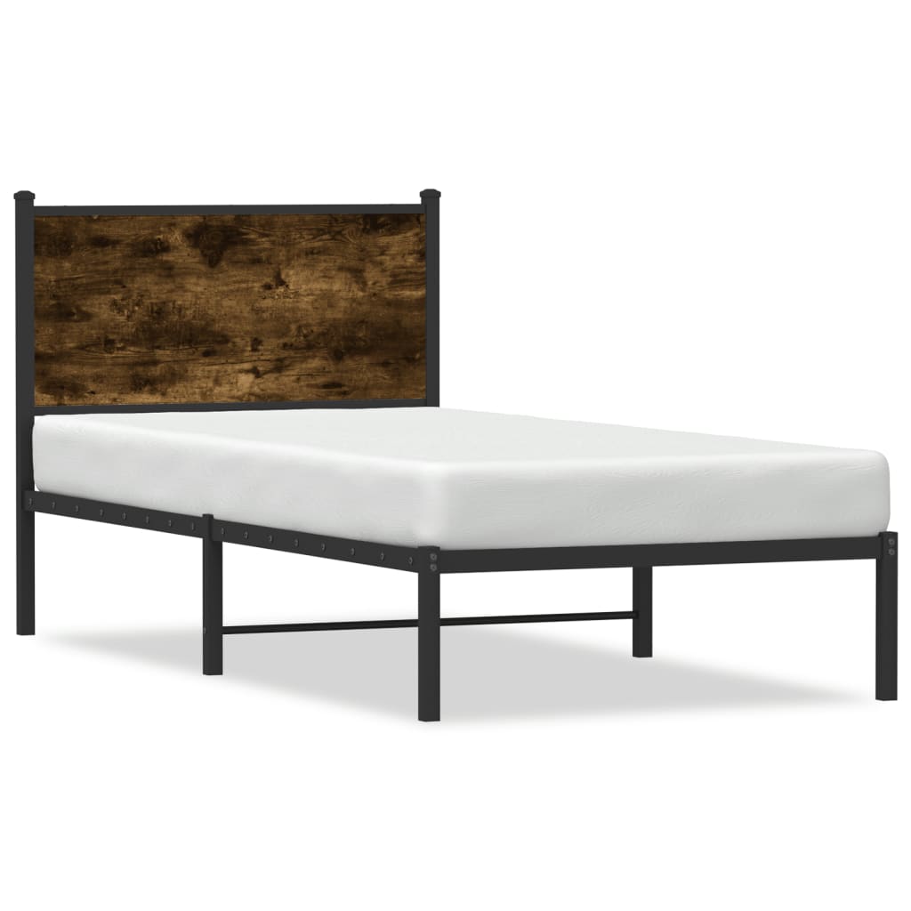 sengeramme uden madras 75x190 cm metal røget egetræsfarve