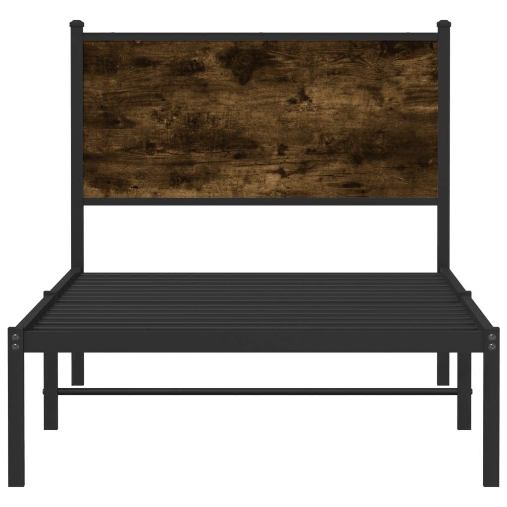 sengeramme uden madras 75x190 cm metal røget egetræsfarve