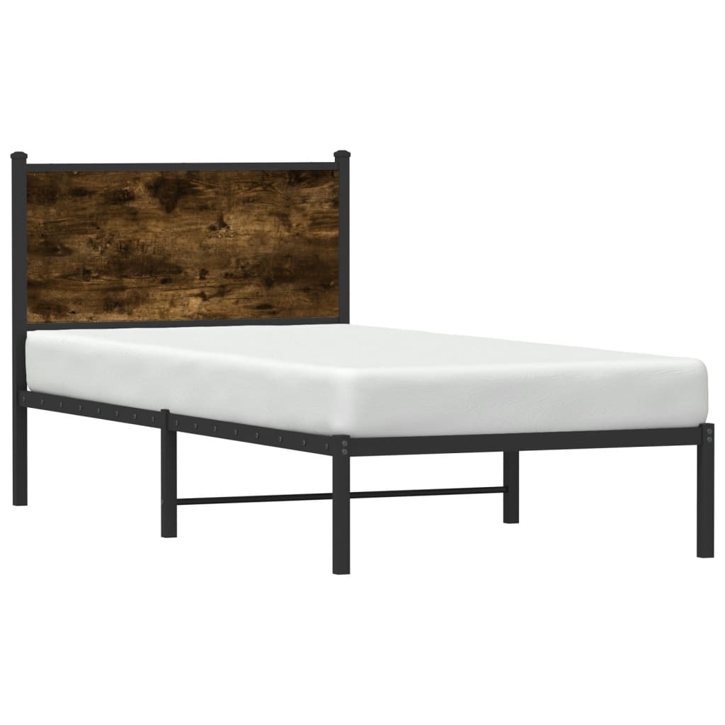 sengeramme uden madras 80x200 cm metal røget egetræsfarve