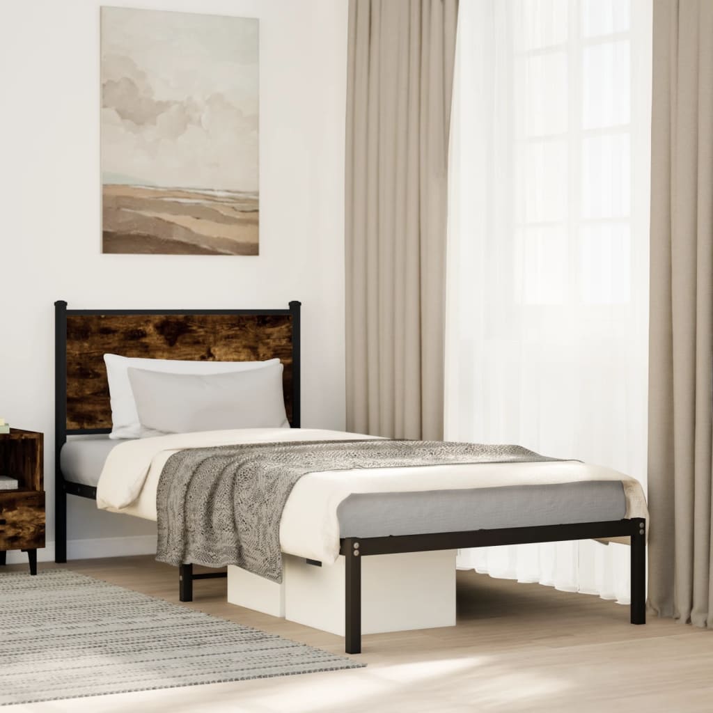 sengeramme uden madras 80x200 cm metal røget egetræsfarve