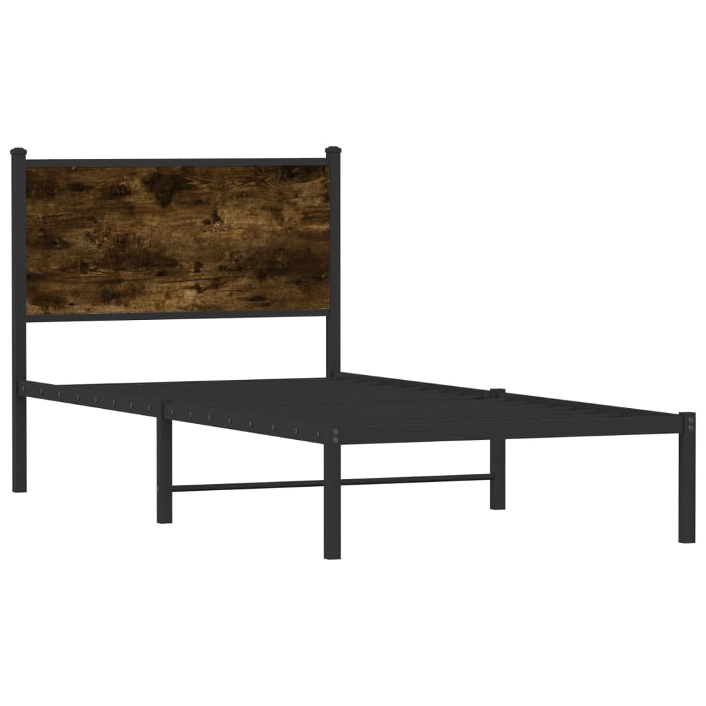 sengeramme uden madras 90x200 cm metal røget egetræsfarve