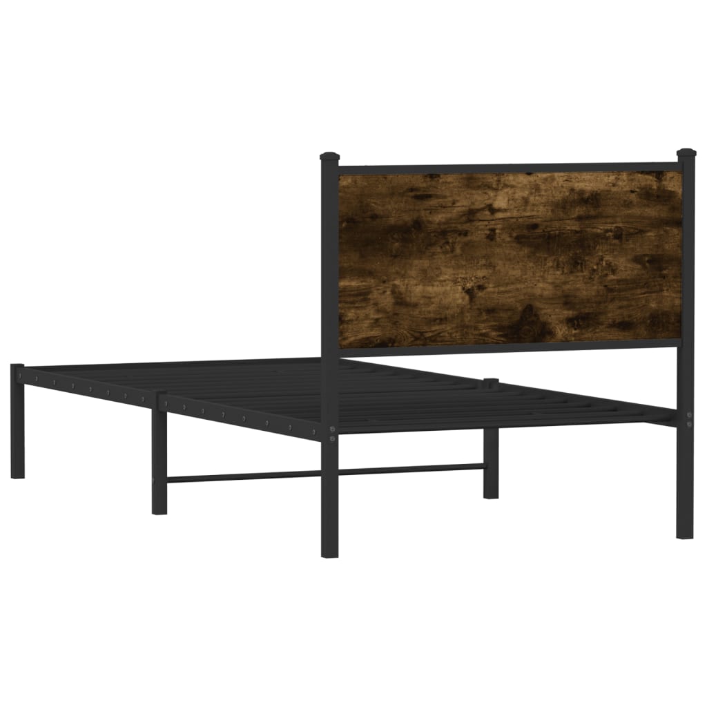 sengeramme uden madras 90x200 cm metal røget egetræsfarve
