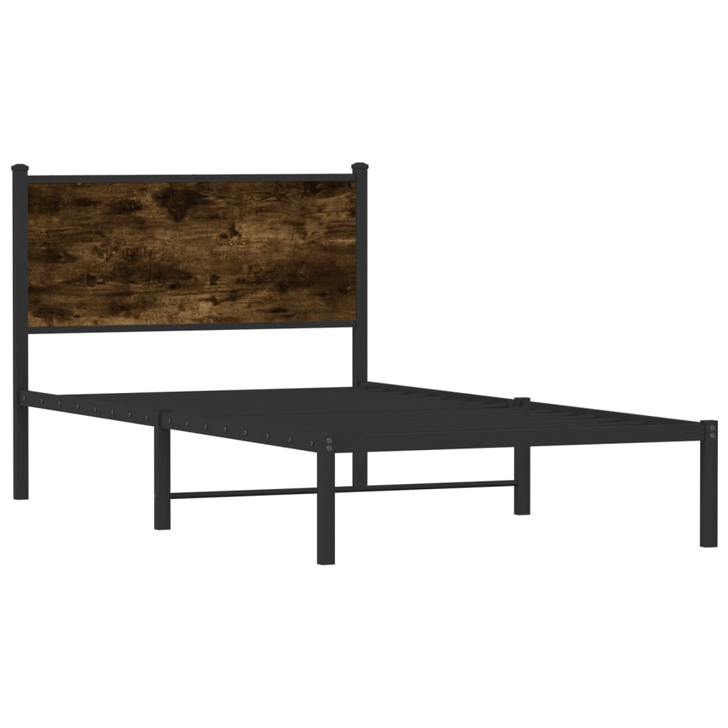 sengeramme uden madras 100x190 cm metal røget egetræsfarve