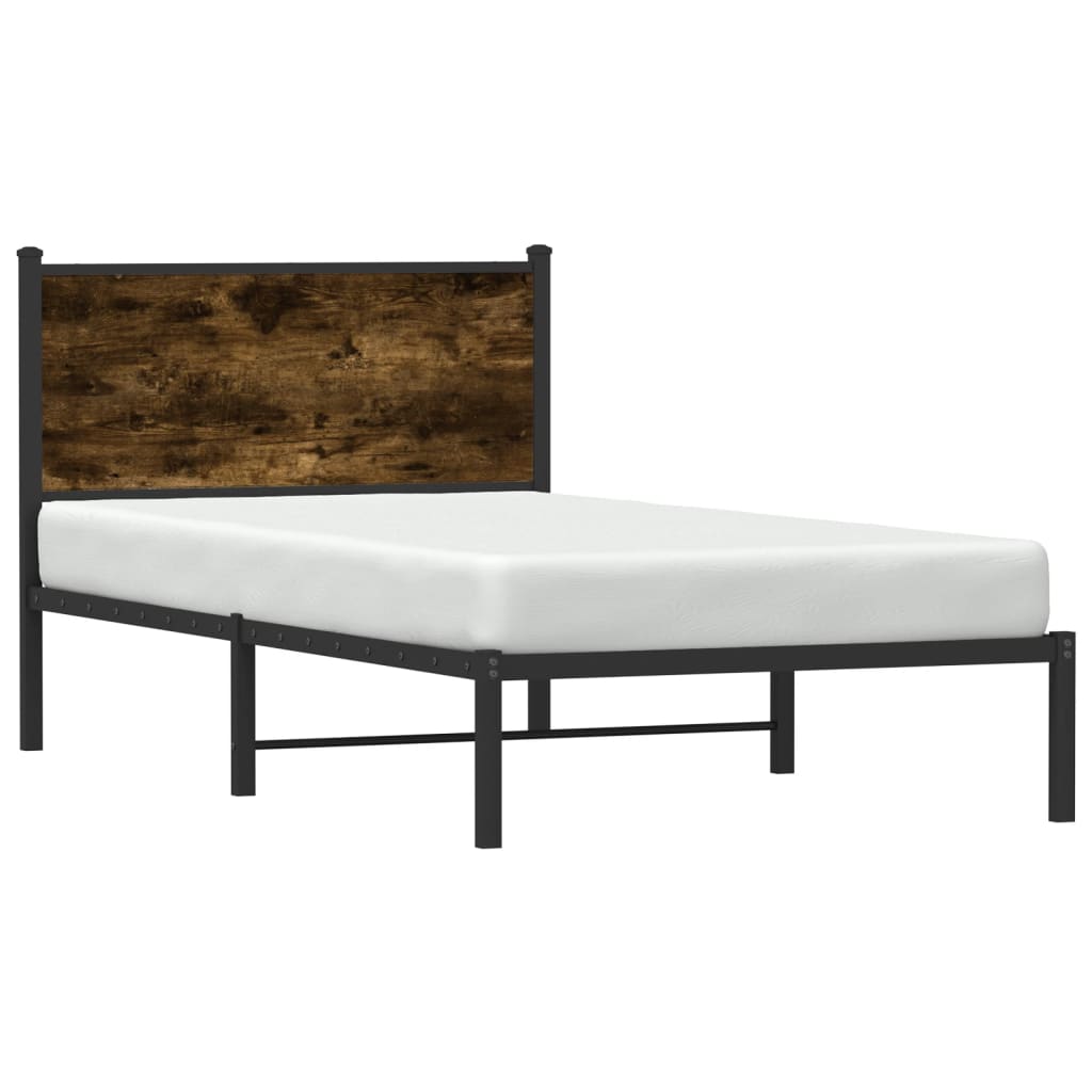sengeramme uden madras 100x190 cm metal røget egetræsfarve