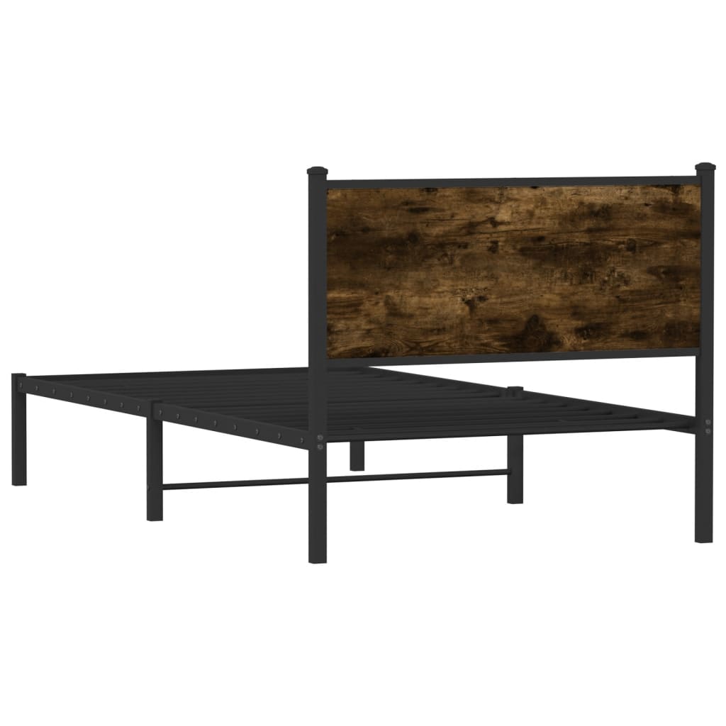 sengeramme uden madras 100x190 cm metal røget egetræsfarve