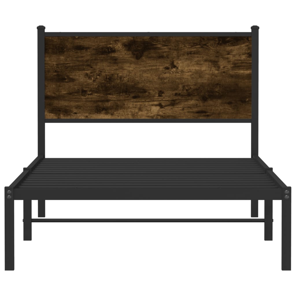 sengeramme uden madras 107x203 cm metal røget egetræsfarve