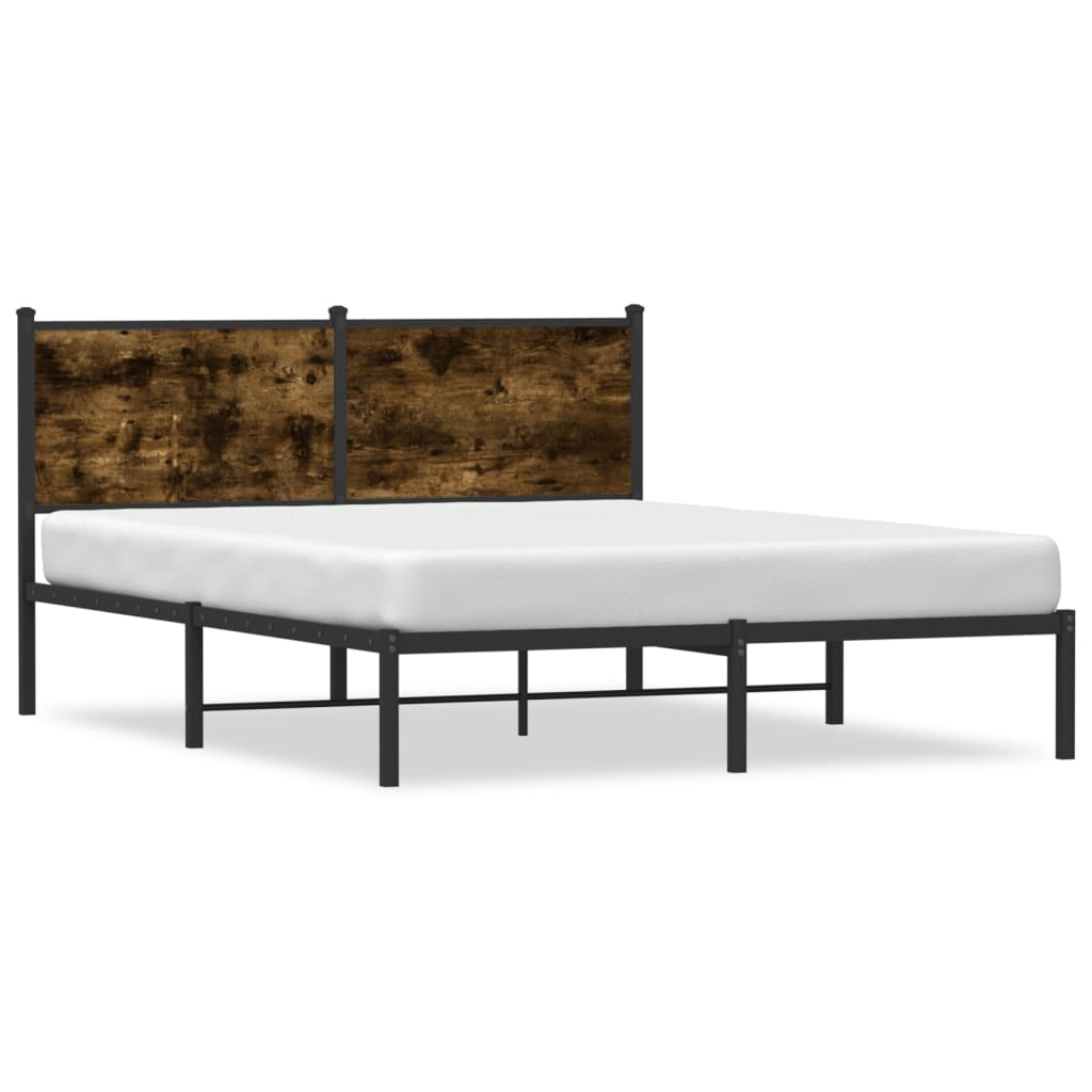 sengeramme uden madras 137x190 cm metal røget egetræsfarve