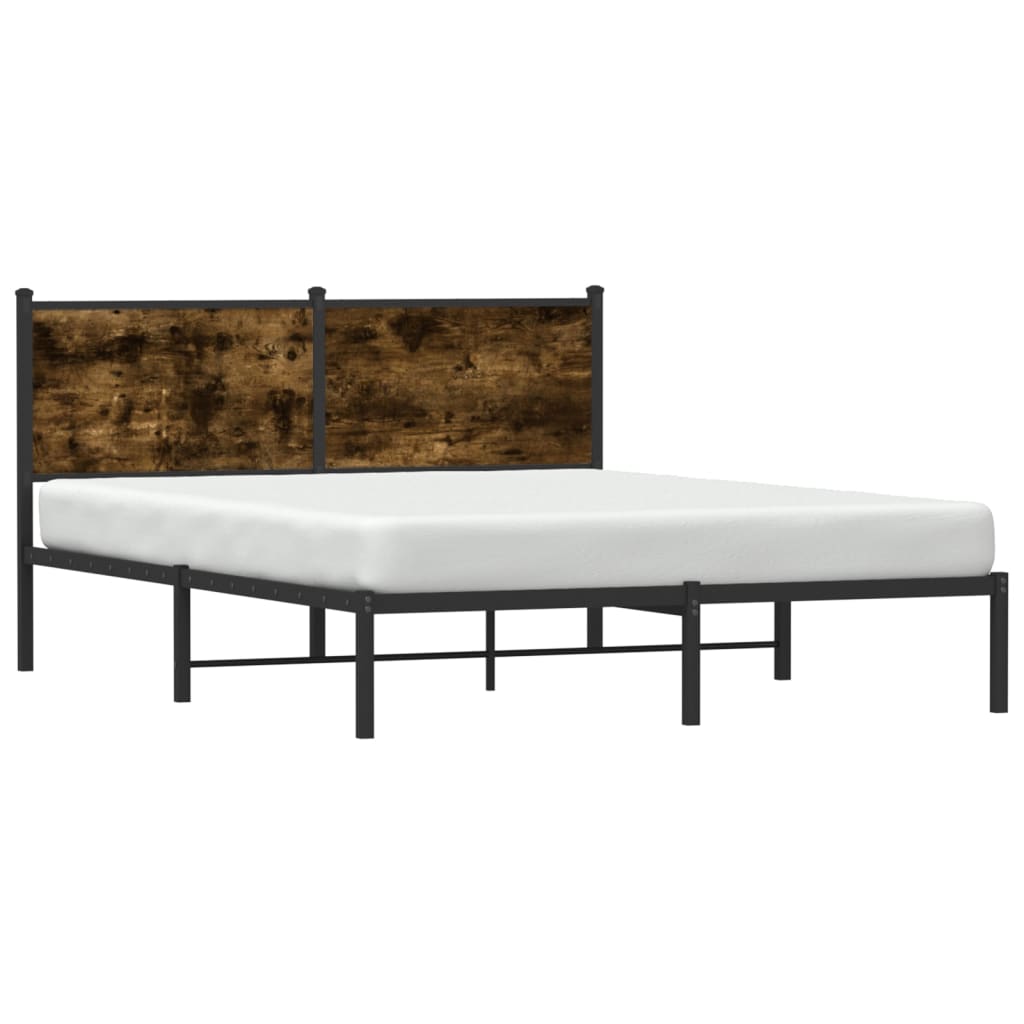 sengeramme uden madras 137x190 cm metal røget egetræsfarve