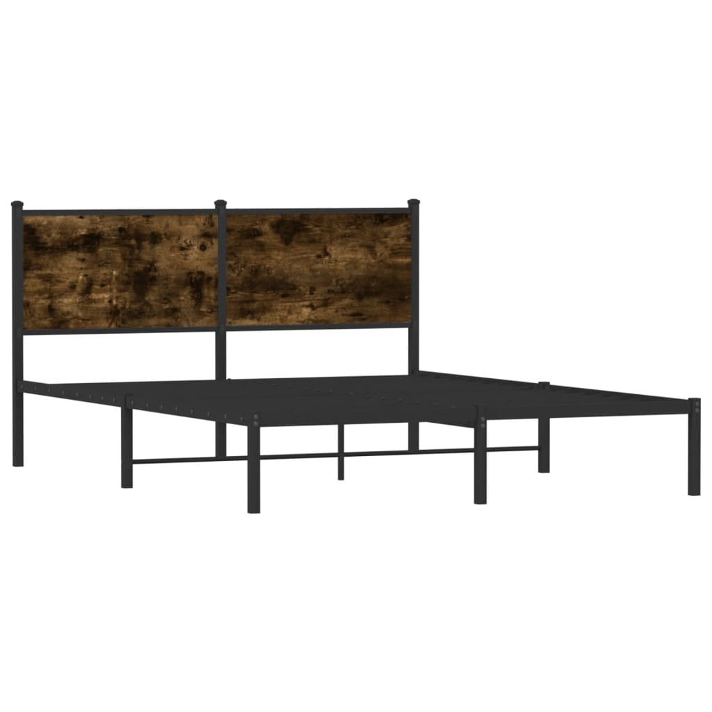 sengeramme uden madras 140x190 cm metal røget egetræsfarve