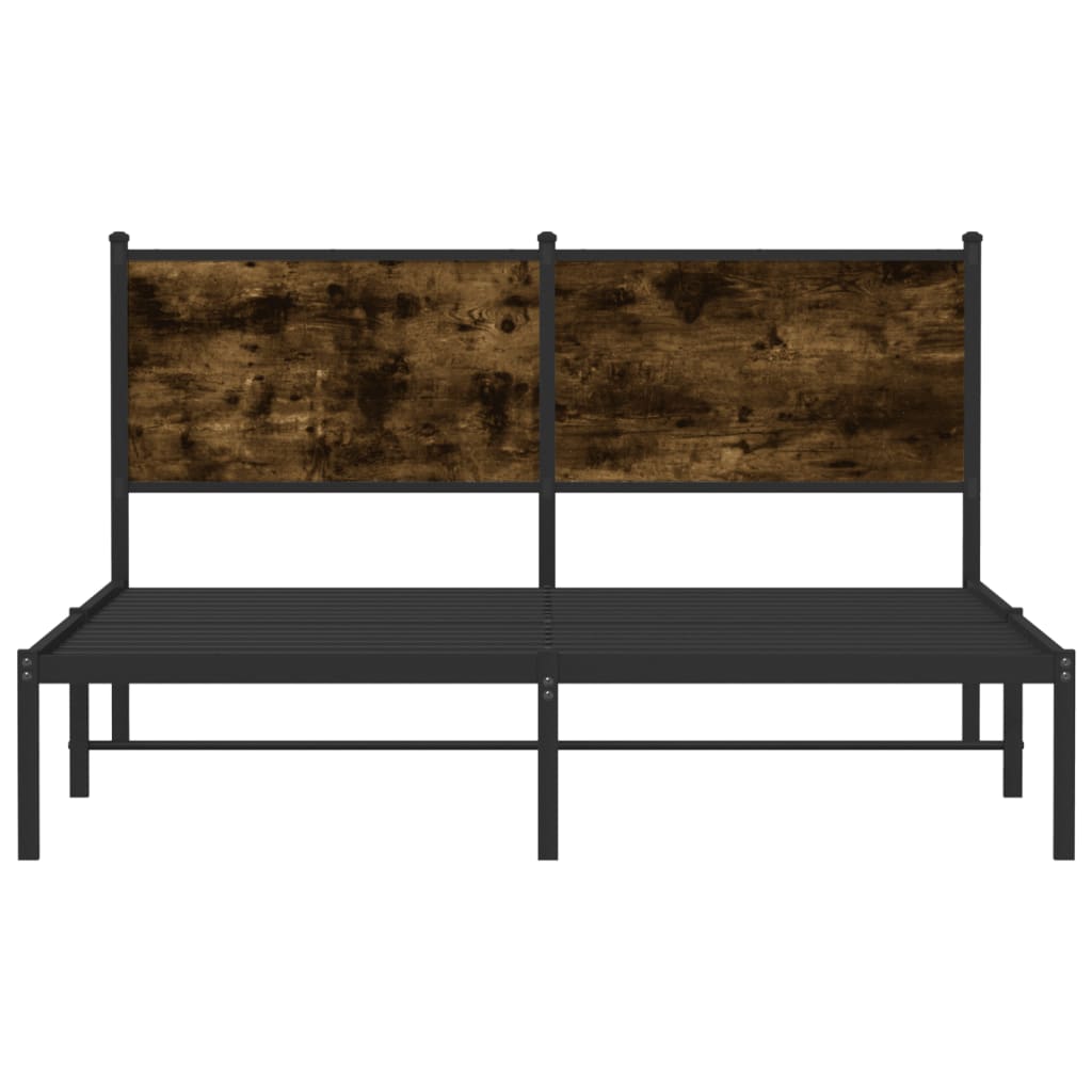 sengeramme uden madras 140x190 cm metal røget egetræsfarve