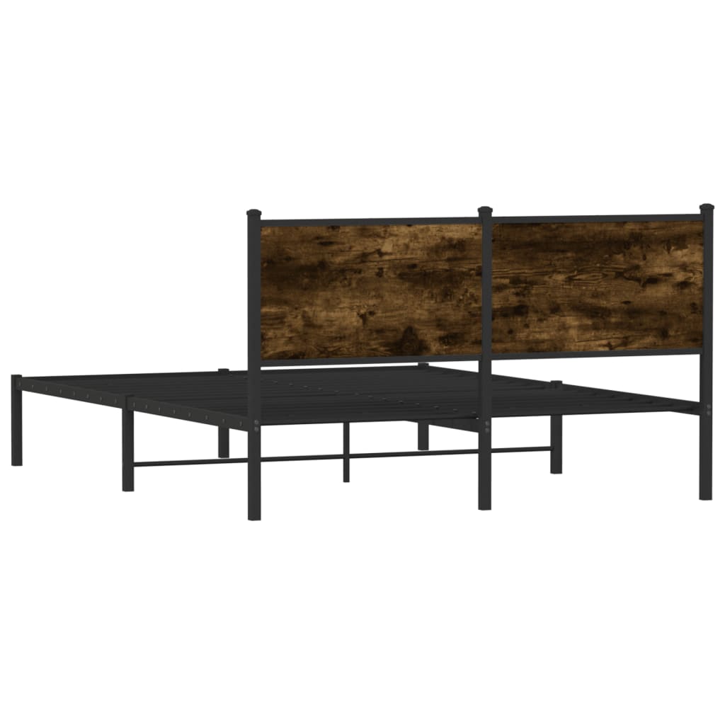 sengeramme uden madras 140x190 cm metal røget egetræsfarve