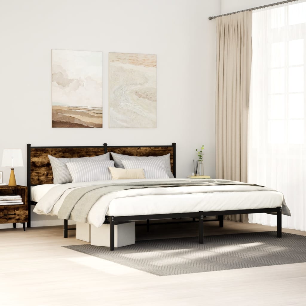 sengeramme uden madras 160x200 cm metal røget egetræsfarve