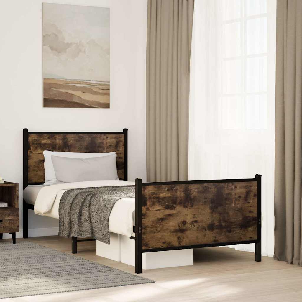 sengeramme uden madras 80x200 cm metal røget egetræsfarve
