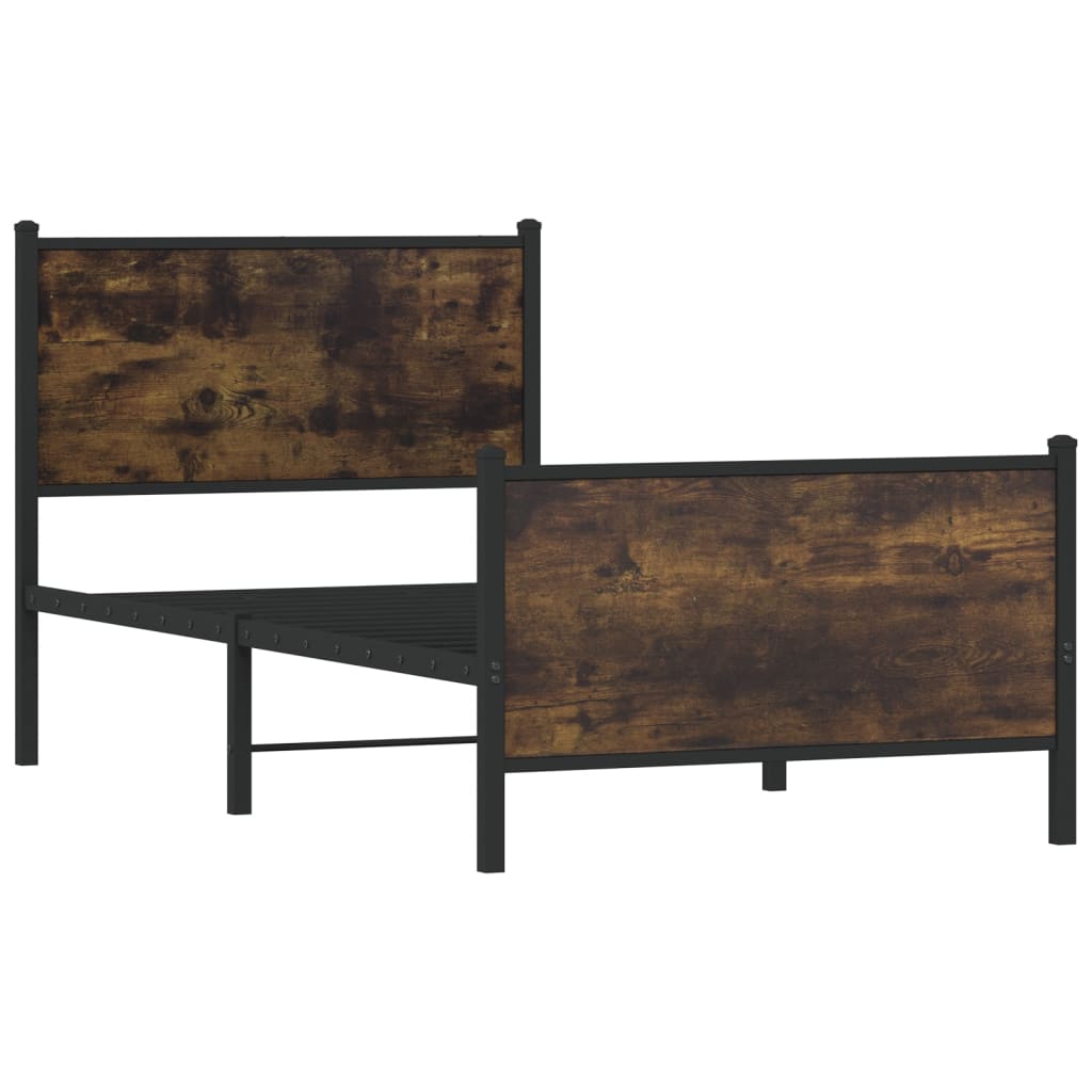 sengeramme uden madras 90x190 cm metal røget egetræsfarve