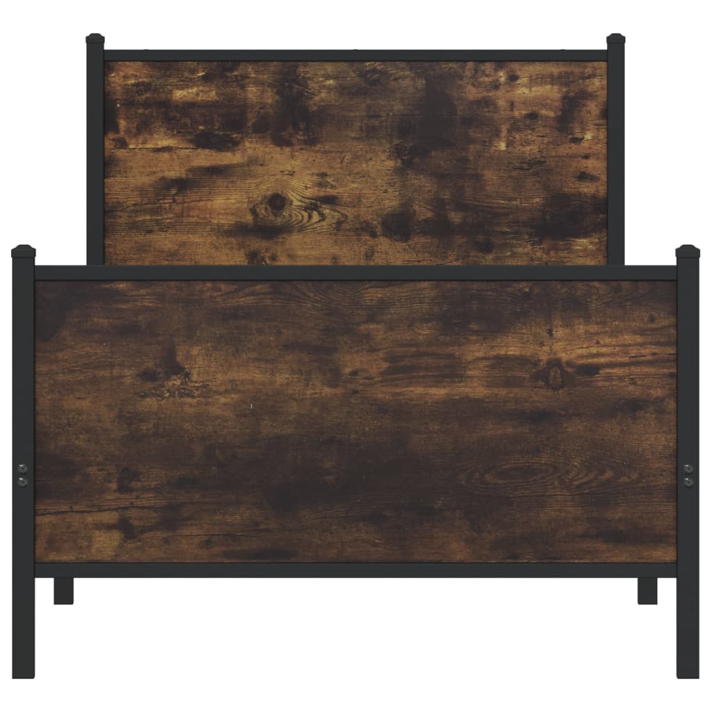 sengeramme uden madras 90x190 cm metal røget egetræsfarve