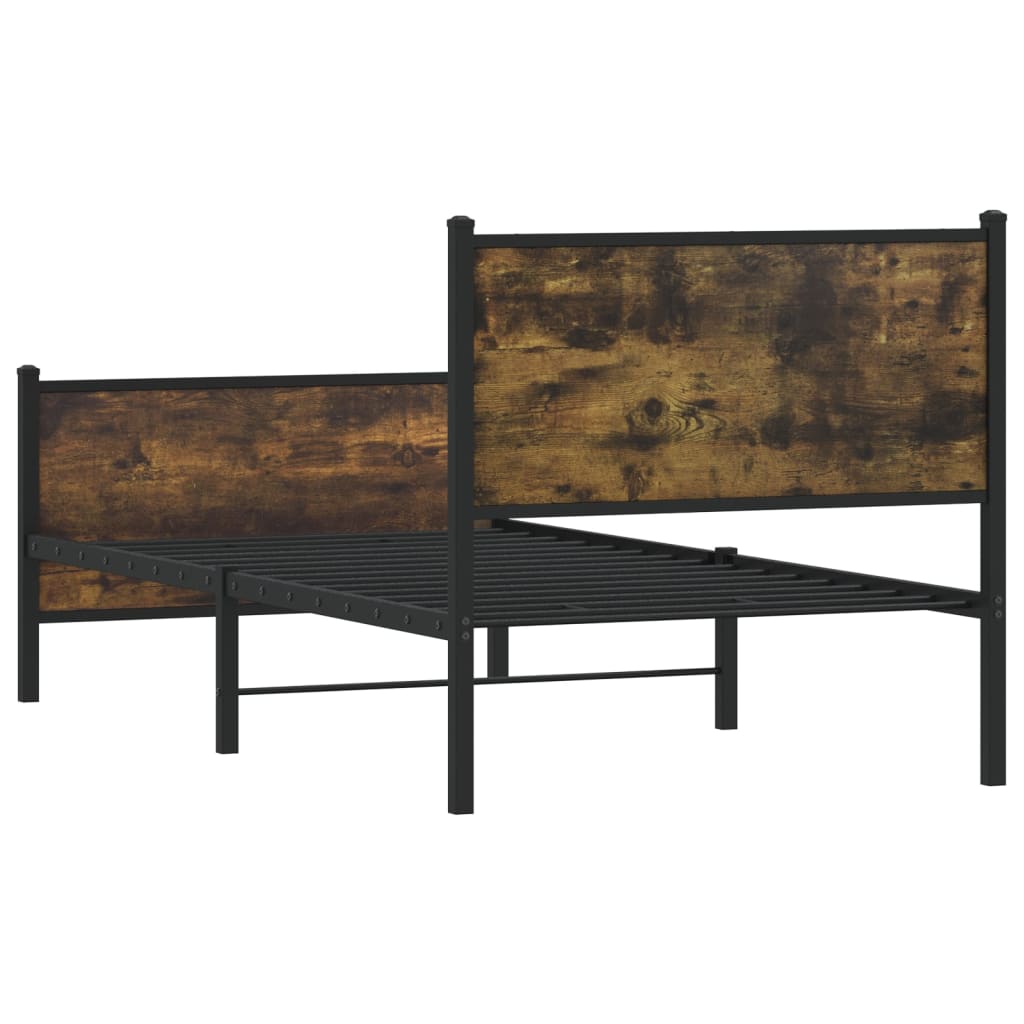 sengeramme uden madras 90x190 cm metal røget egetræsfarve