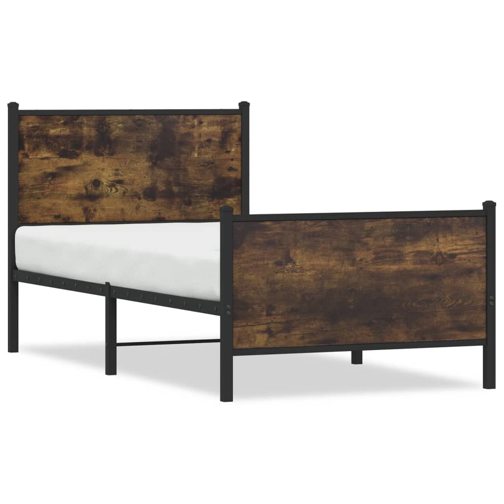 sengeramme uden madras 90x200 cm metal røget egetræsfarve