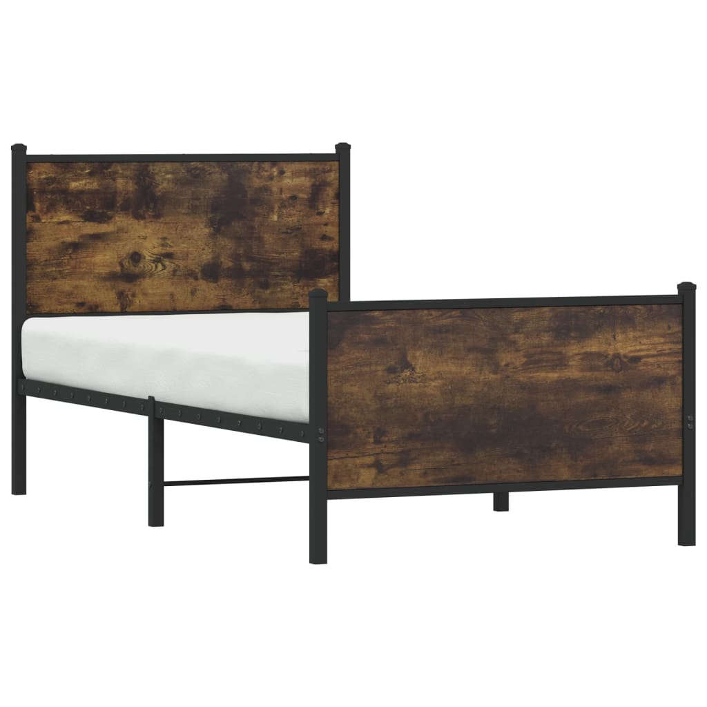 sengeramme uden madras 90x200 cm metal røget egetræsfarve