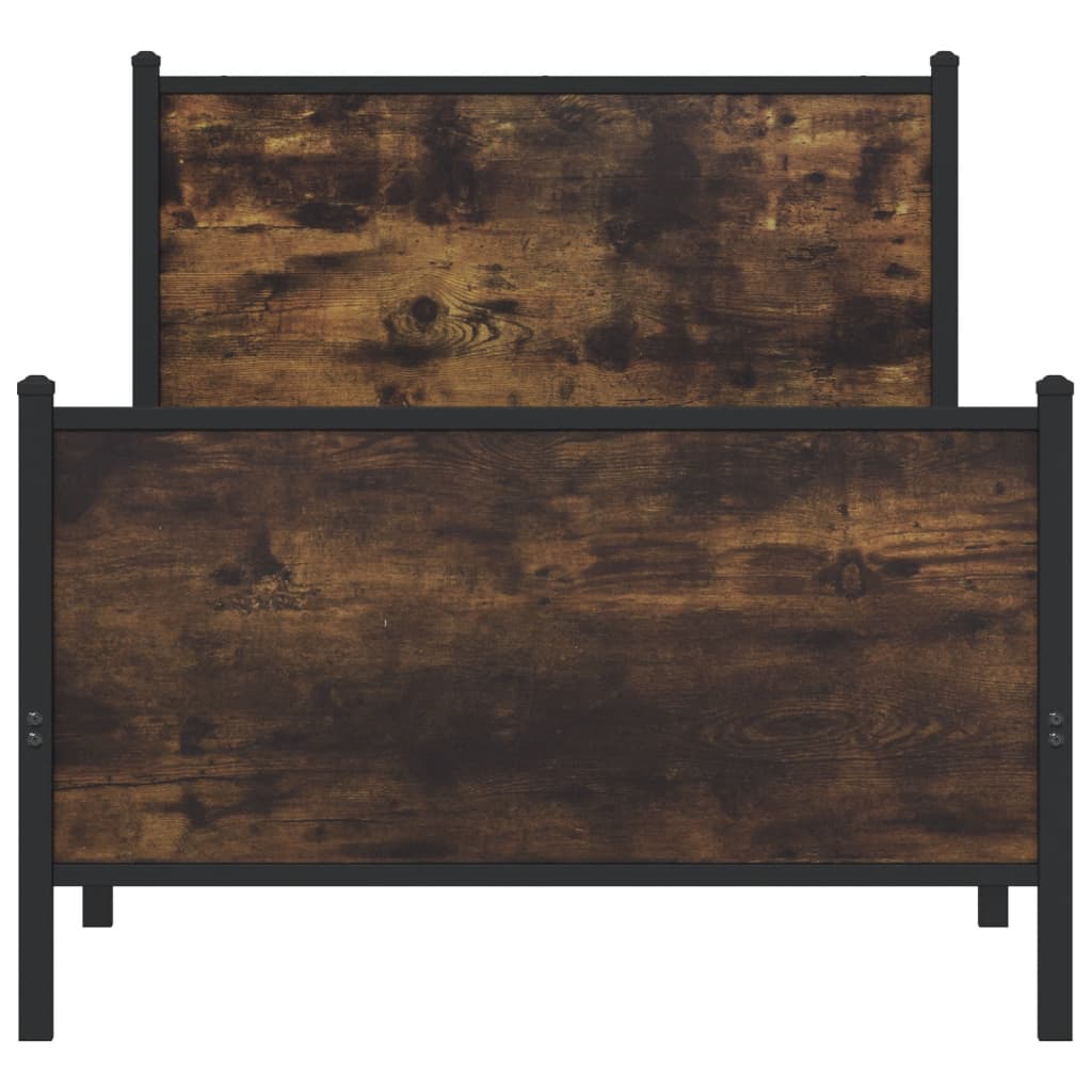 sengeramme uden madras 90x200 cm metal røget egetræsfarve