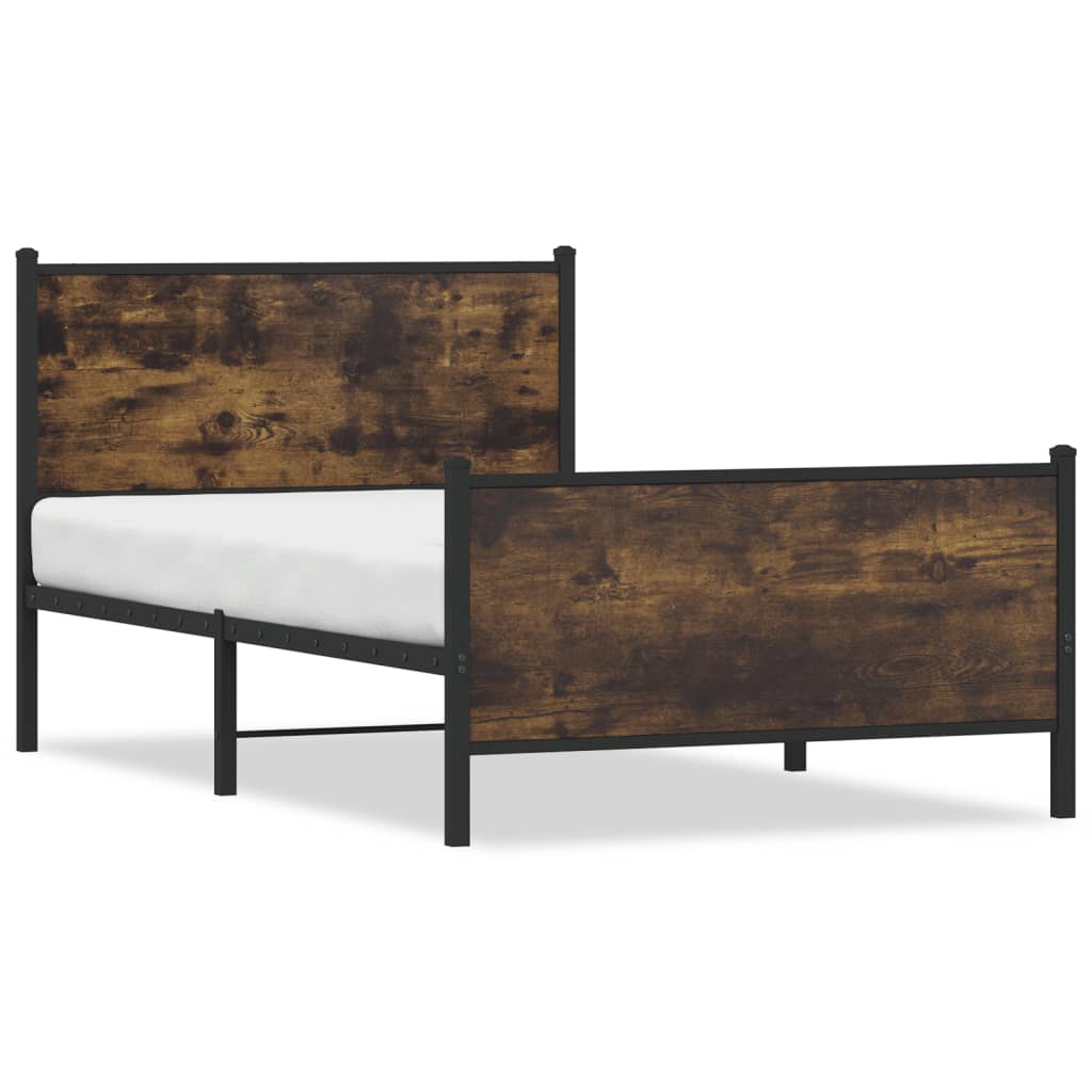 sengeramme uden madras 100x190 cm metal røget egetræsfarve