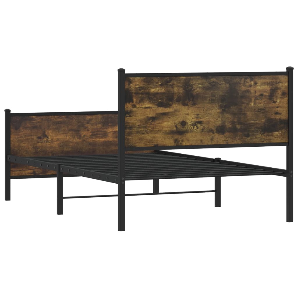 sengeramme uden madras 100x190 cm metal røget egetræsfarve