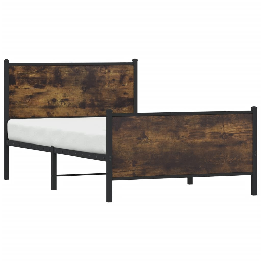 sengeramme uden madras 100x200 cm metal røget egetræsfarve