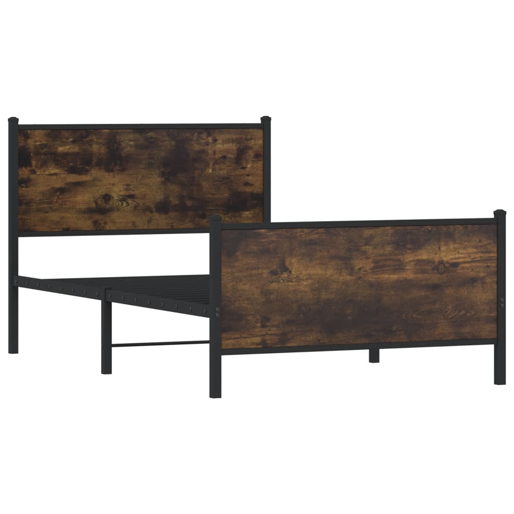 sengeramme uden madras 107x203 cm metal røget egetræsfarve
