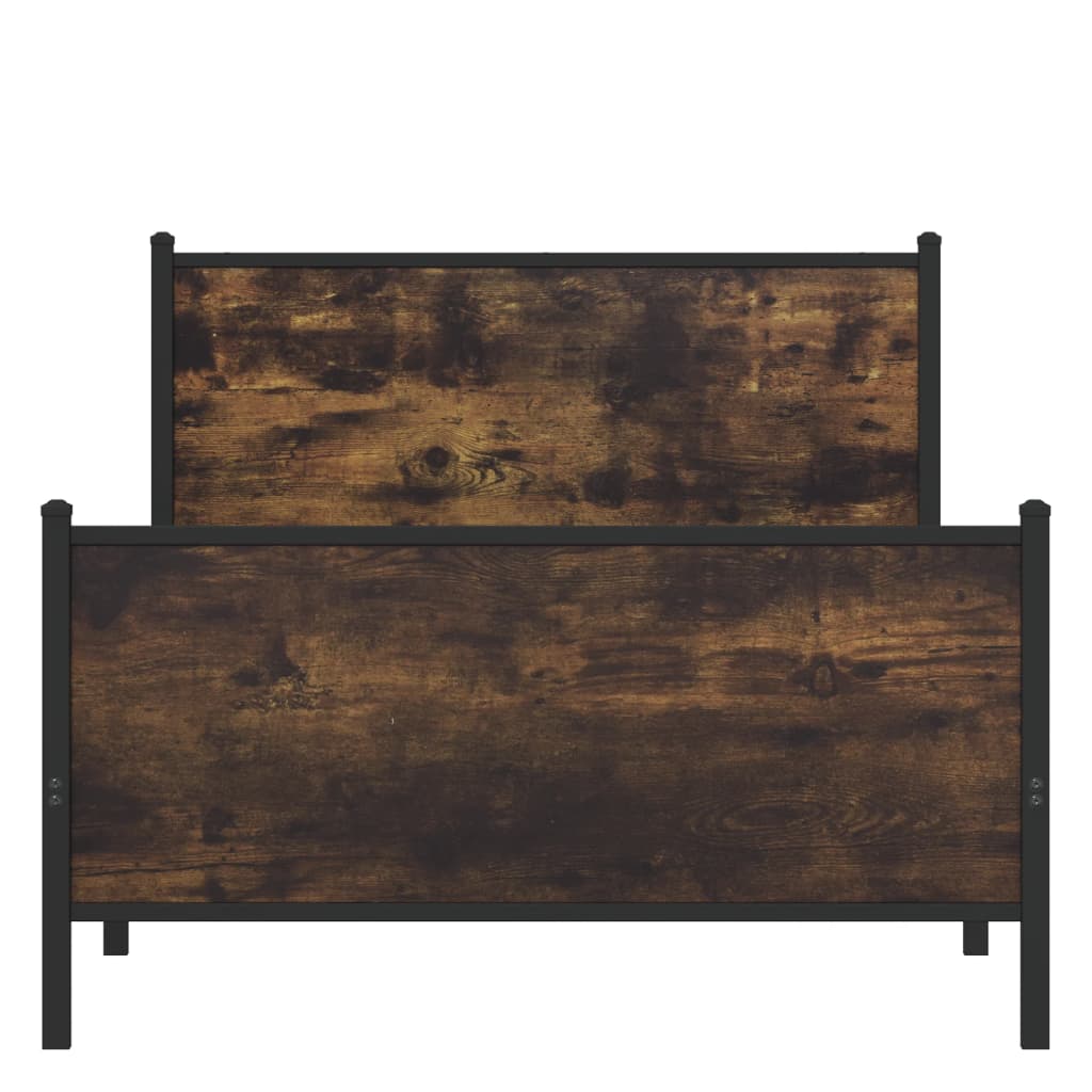 sengeramme uden madras 107x203 cm metal røget egetræsfarve