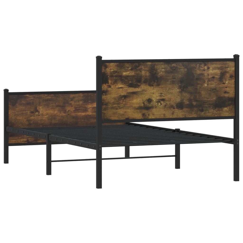 sengeramme uden madras 107x203 cm metal røget egetræsfarve