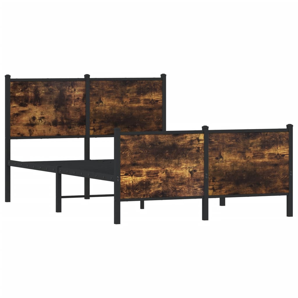 sengeramme uden madras 120x190 cm metal røget egetræsfarve