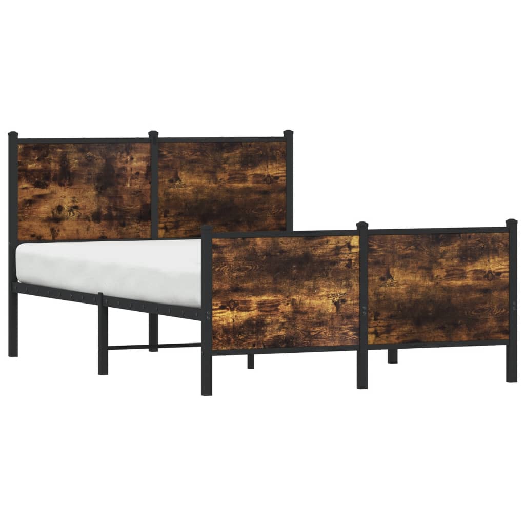 sengeramme uden madras 120x190 cm metal røget egetræsfarve
