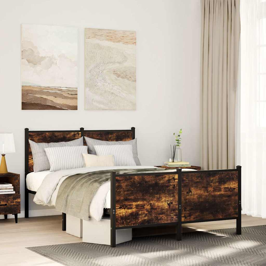 sengeramme uden madras 120x190 cm metal røget egetræsfarve