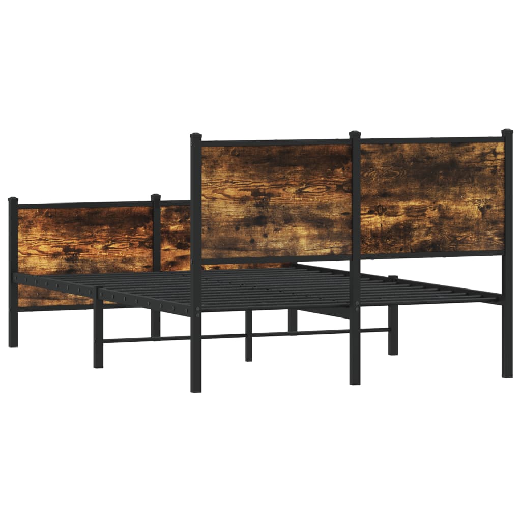 sengeramme uden madras 120x200 cm metal røget egetræsfarve