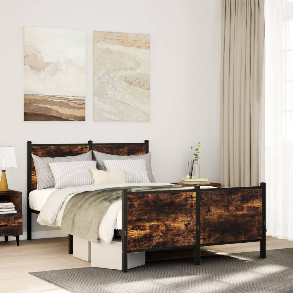 sengeramme uden madras 120x200 cm metal røget egetræsfarve