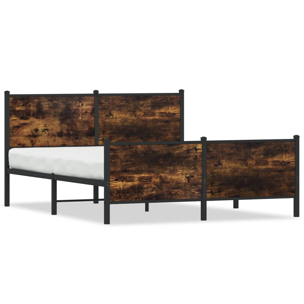 sengeramme uden madras 137x190 cm metal røget egetræsfarve