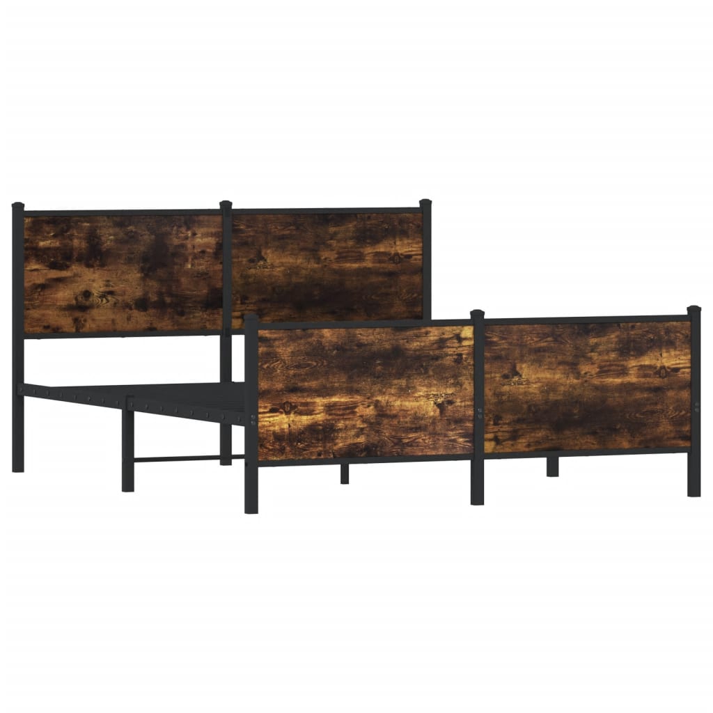 sengeramme uden madras 137x190 cm metal røget egetræsfarve