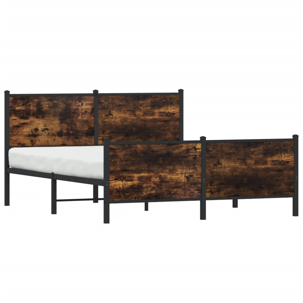 sengeramme uden madras 137x190 cm metal røget egetræsfarve
