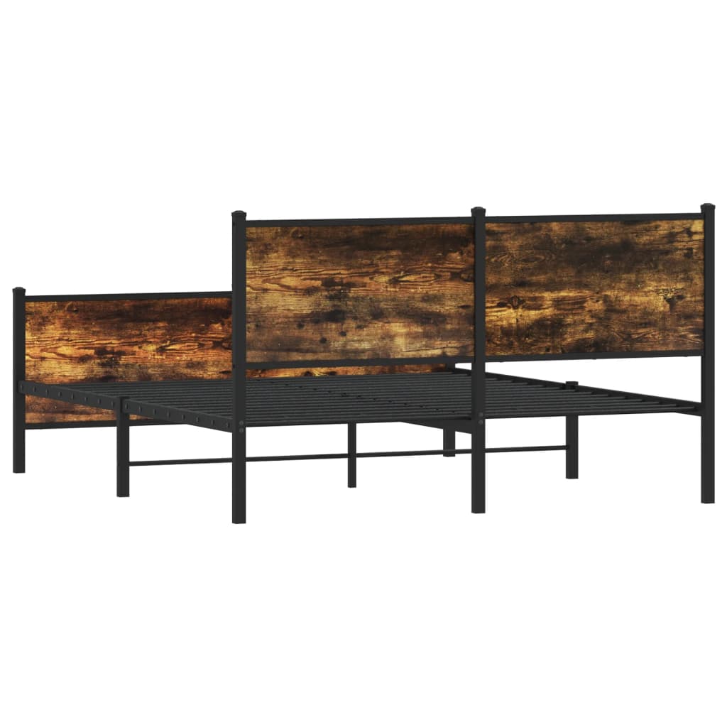 sengeramme uden madras 137x190 cm metal røget egetræsfarve